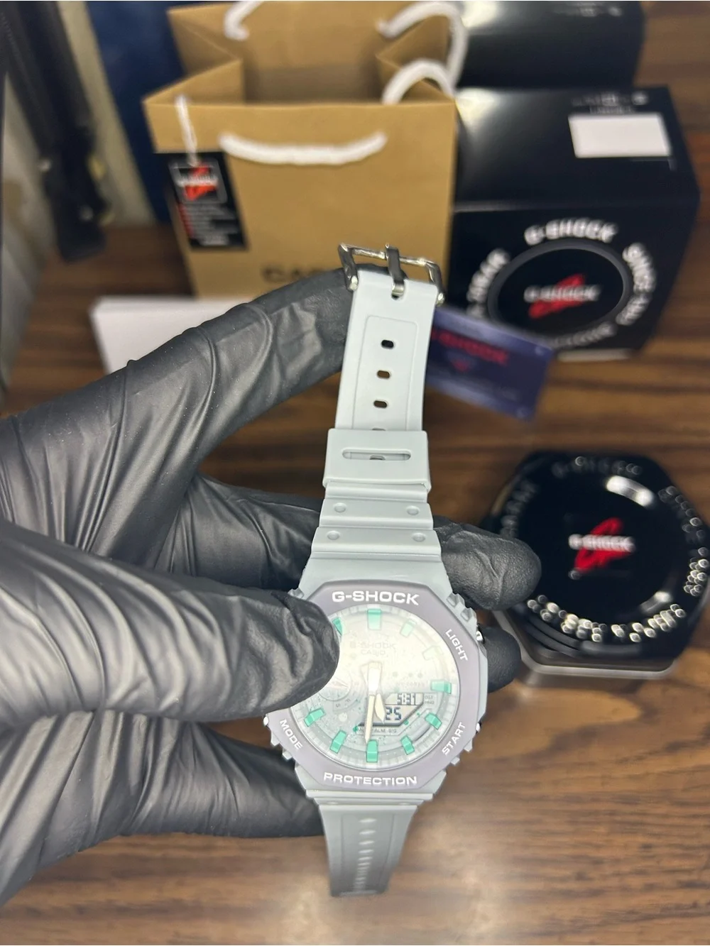 Casio G-Shock Light Gray with Mint Accents Women's Sport Watch